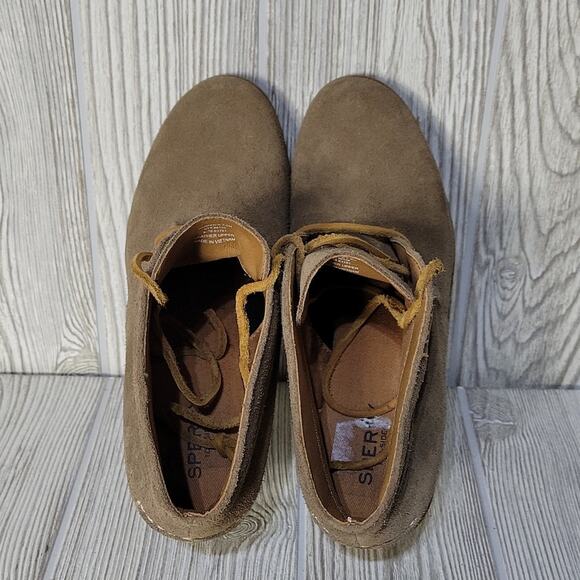 Sperry Top-Sider Stella Tan Wedge Leather Ankle Boots Womens 7.5 - Picture 6 of 13